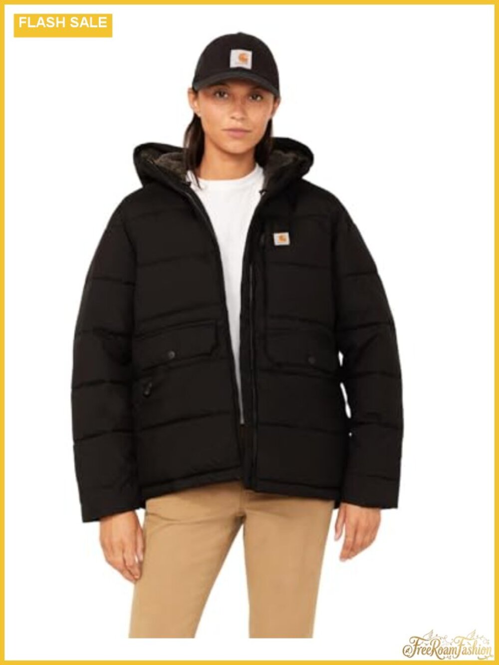 Women's Insulated Relaxed Fit Nylon Jacket Fleece Lined Hood
